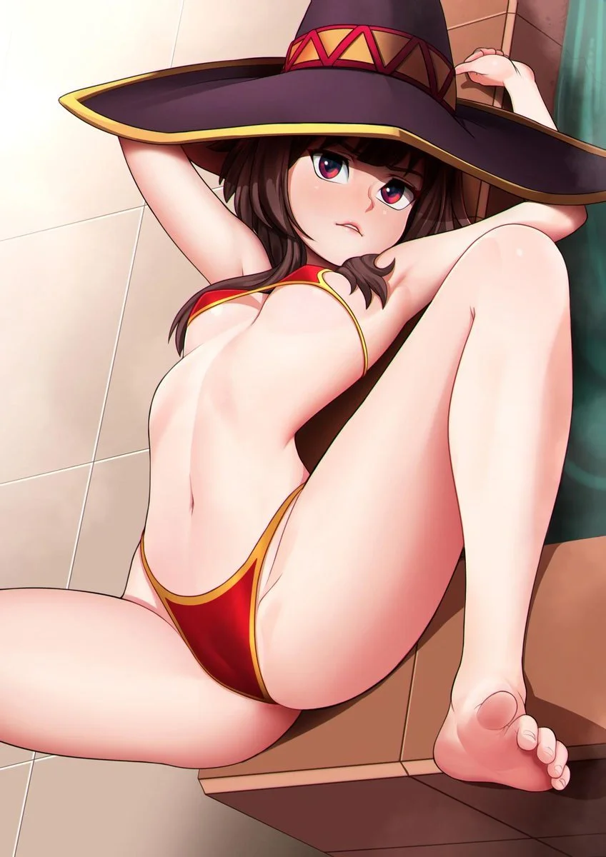 Megumin Mostrando O Seu Biquíni Vermelho