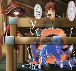 Kazuma Fudendo A Aqua Debaixo Da Mesa