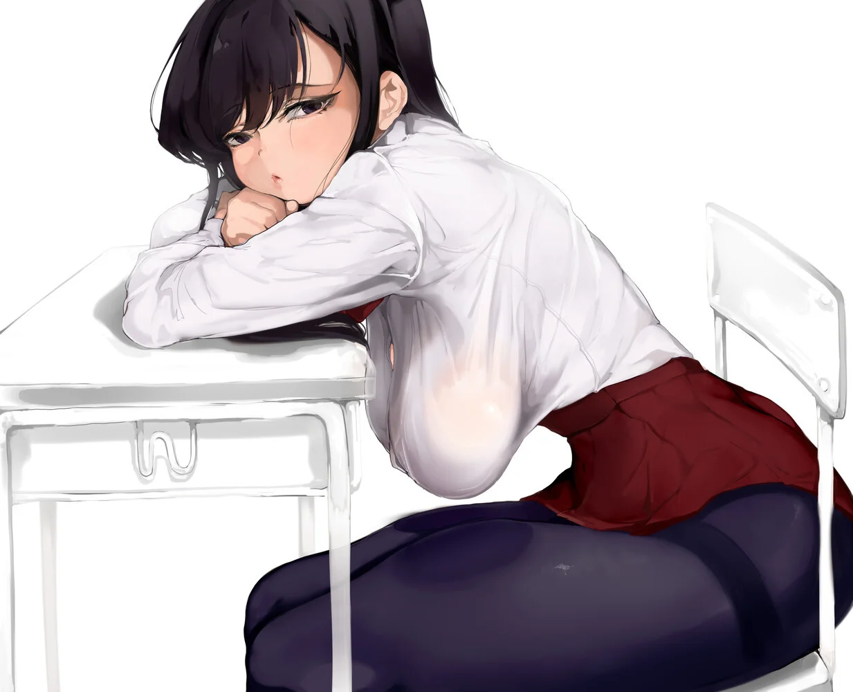 Komi Shouko Sem Sutiã Entediada Na Sala De Aula